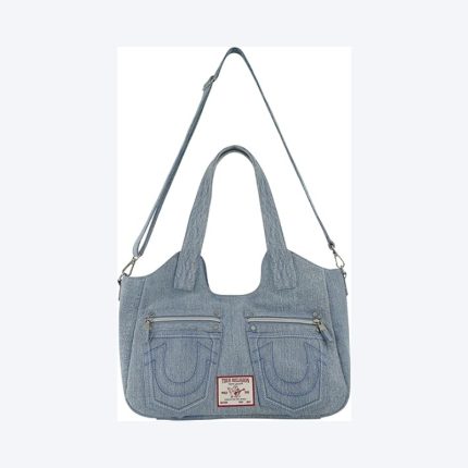 True Religion Women’s Satchel Bag, Crossbody Purse Handbag with Horseshoe Logo Stitching