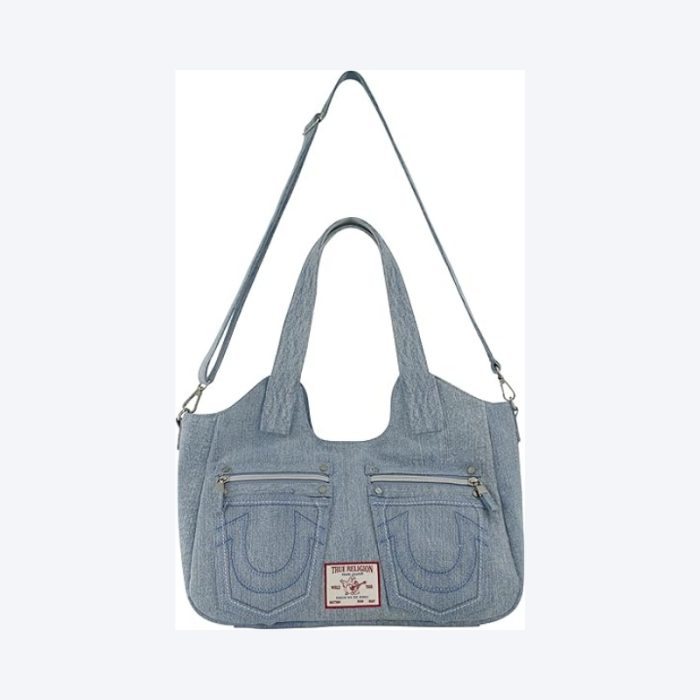 True Religion Women’s Satchel Bag, Crossbody Purse Handbag with Horseshoe Logo Stitching